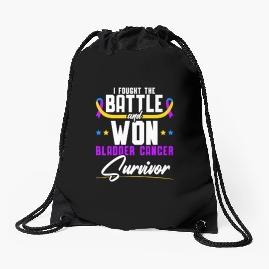 Fought The Battle And Won Bladder Cancer Survivor Drawstring Bags
