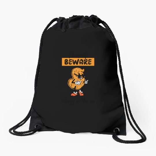 Peanuts Beware Allergy In The Air Peanut Allergic Drawstring Bags