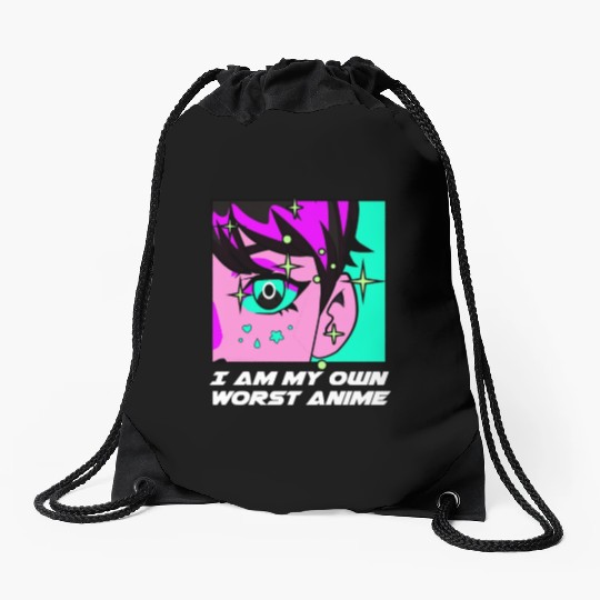 I Am My Own Worst Anime Manga Emo Japanese Animati Drawstring Bags