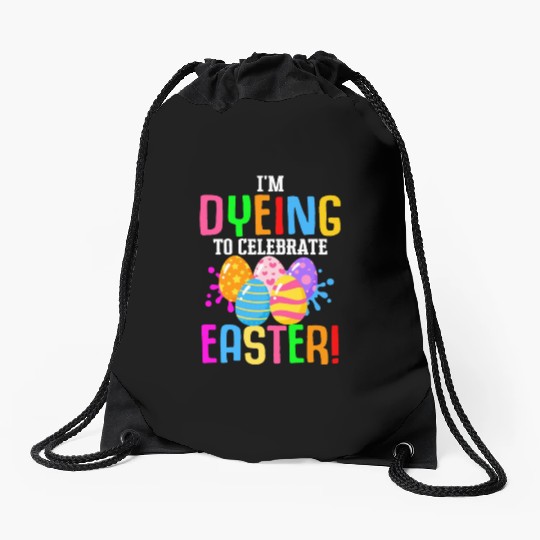 Easter Colorful Egg Dye Rabbit Egg Hunt Drawstring Bags