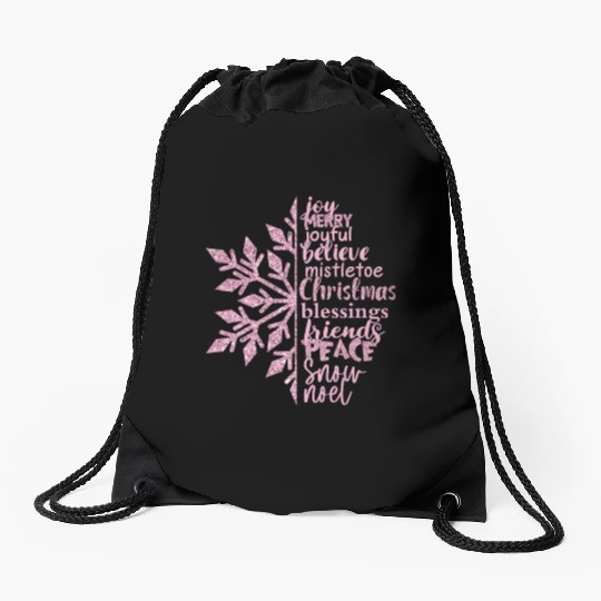 Christmas Snowflake Sublimation Drawstring Bags