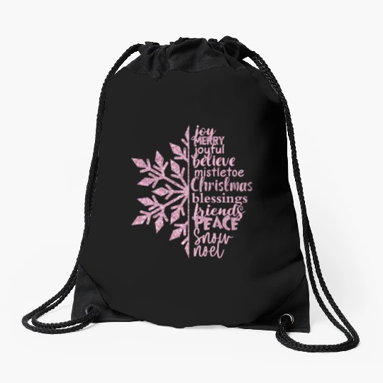 Christmas Snowflake Sublimation Drawstring Bags