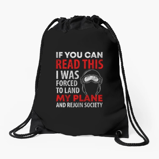 Airplane Glider Aviation Flight School Drawstring Bags