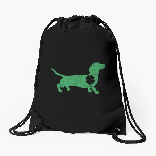 Dachshund Dog Shamrock St. Patrick's Day Drawstring Bags