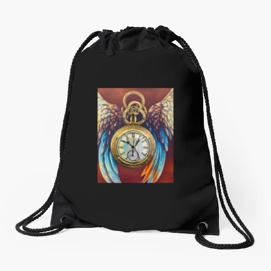 Pocket Watch With Wings Drawstring Bags