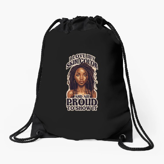 I Love My Skin Color Black Dreadlock Girl African Drawstring Bags