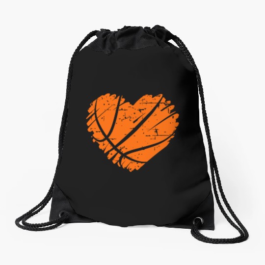 I Love Basketball with Heart Shape Drawstring Bags