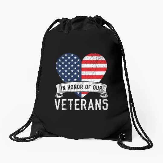 Patriotic Veteran USA Flag American Memorial Day Drawstring Bags