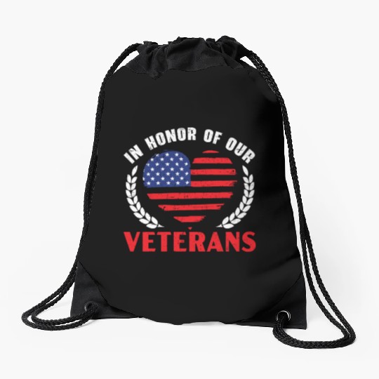 Patriotic Veteran USA Flag American Memorial Day Drawstring Bags