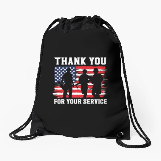 Patriotic Veteran USA Flag American Memorial Day Drawstring Bags