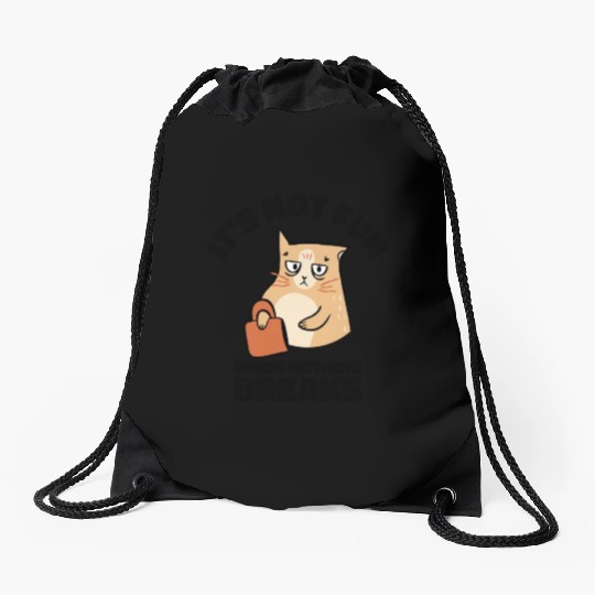Mean Cat Drawing Line Art Cat Owner Pet Cat Drawstring Bags