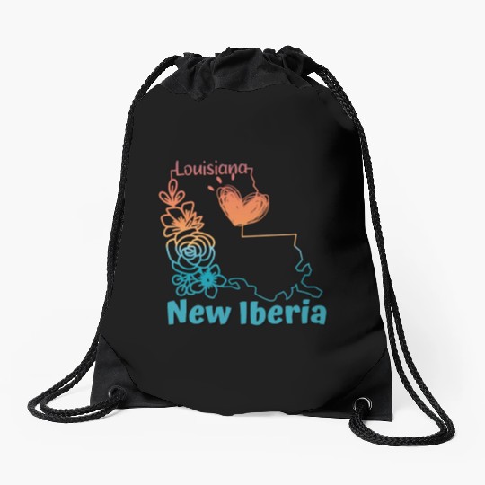 I love my home town New Iberia Louisiana Drawstring Bags
