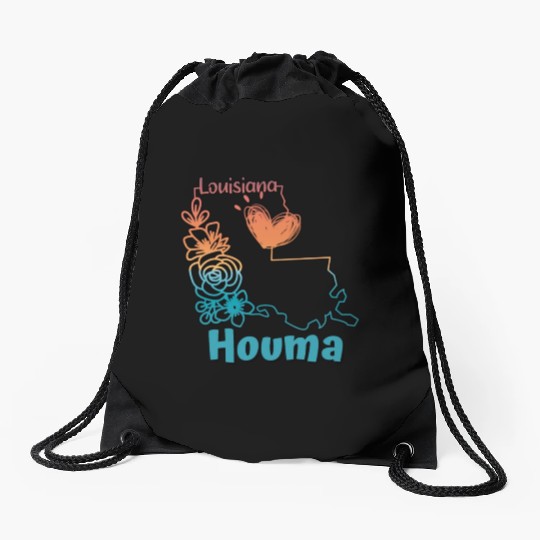 I love my home town Houma Louisiana Drawstring Bags