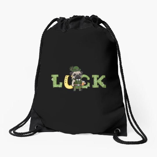 st patrick lucky beer Drawstring Bags