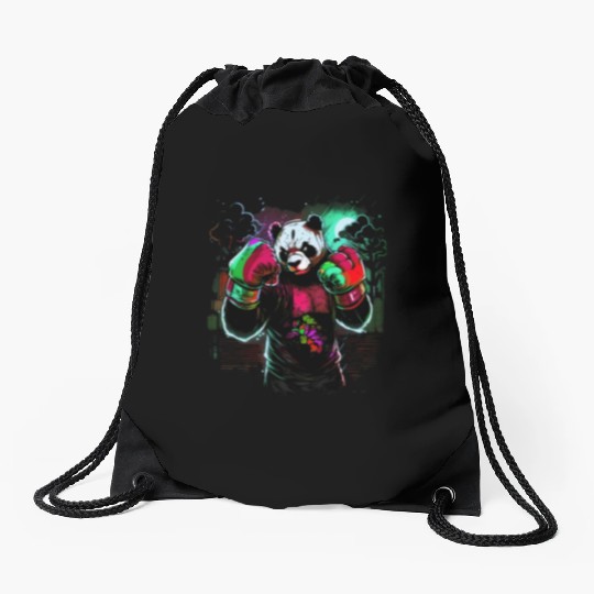 Angry Colorful Panda Boxer MMA Martial Arts Drawstring Bags