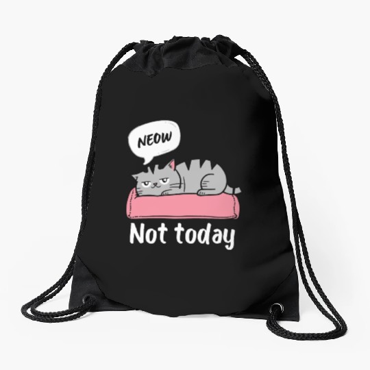 Funny Lazy Bored Cat | For Cat Mom Cat lovers Drawstring Bags