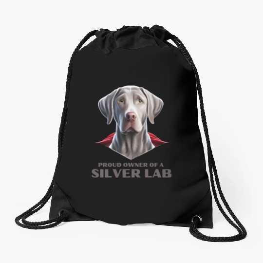 Silver labrador | Proud owner of a Silver lab Drawstring Bags