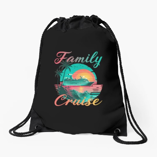 Family Cruise for a Cruising Fans Drawstring Bags