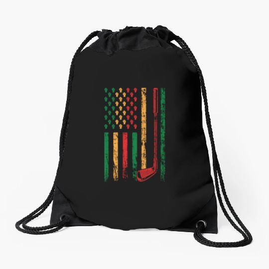 American Sports Flag Athletic Black Juneteenth Drawstring Bags