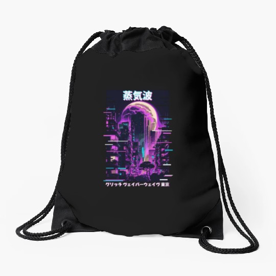 Anime Tokyo City Japanese Vaporwave Aesthetic Drawstring Bags