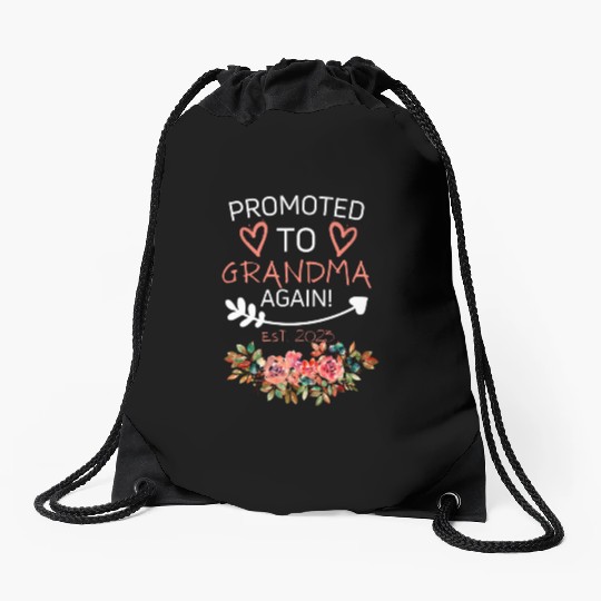 Promoted To Grandma Again New Nana Granny Mothers Drawstring Bags