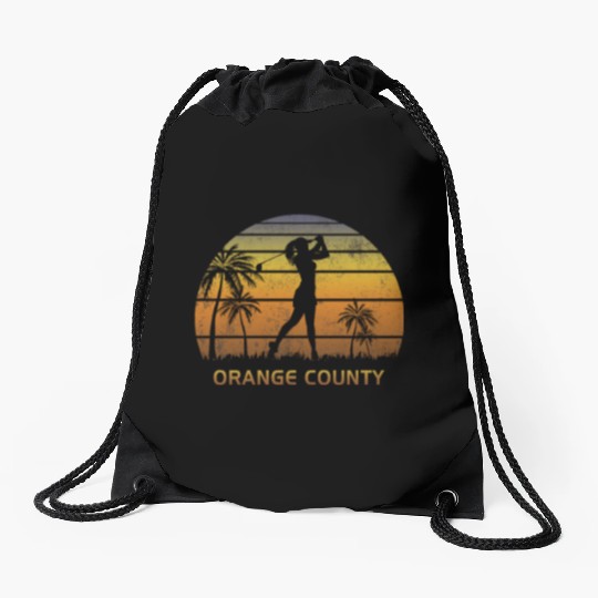 Retro Orange County Women's Golf Golfing Fan Drawstring Bags