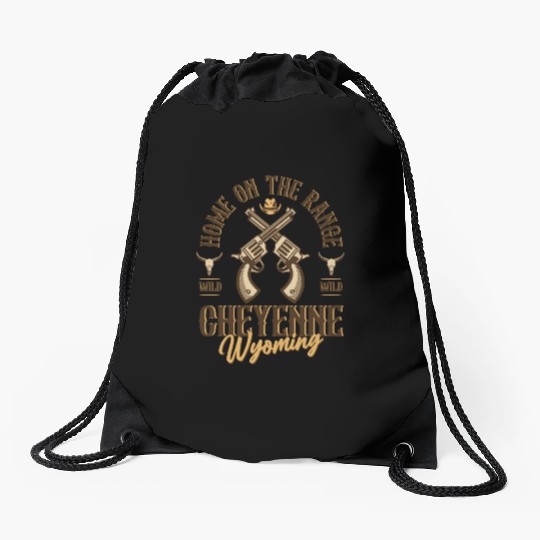 Cheyenne Wyoming wild west town Drawstring Bags
