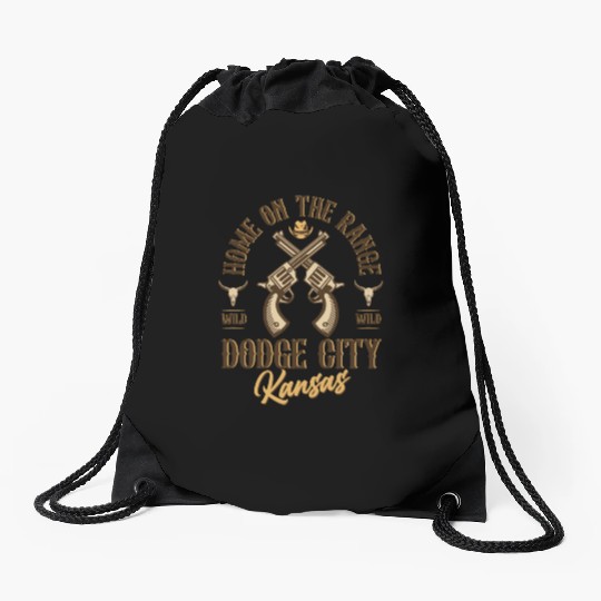 Dodge City Kansas wild west town Drawstring Bags