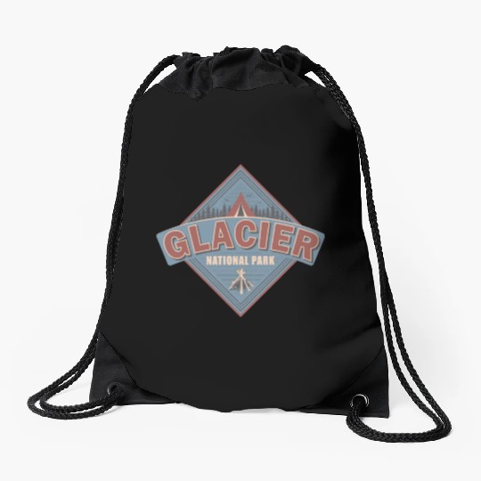 Glacier National Park Montana Vintage US Camping Drawstring Bags