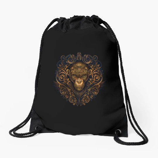 Abstract Tribal Monkey Chinese Astrology Zodiac An Drawstring Bags