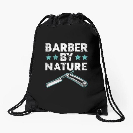 Barber By Nature Haircut Barbershop Hairstylist Drawstring Bags