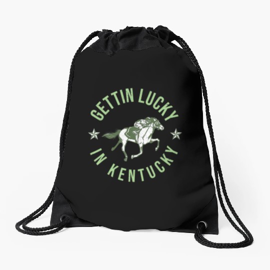 Funny Derby Vintage Getting Lucky In Kentucky Hor Drawstring Bags
