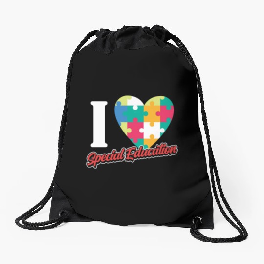 I Love Special Education Sped Teacher Awareness Drawstring Bags