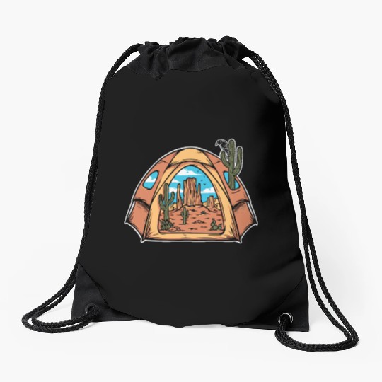CAMPING AND KAKTUS Drawstring Bags