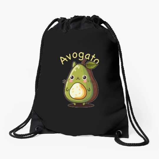 Cute Japanese Avogato Kawaii Anime Avocado Cat Drawstring Bags