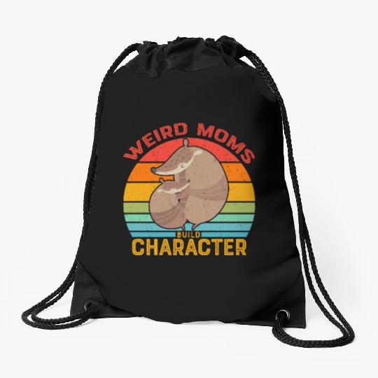 Vintage Weird Moms Build Character Armadillo Drawstring Bags