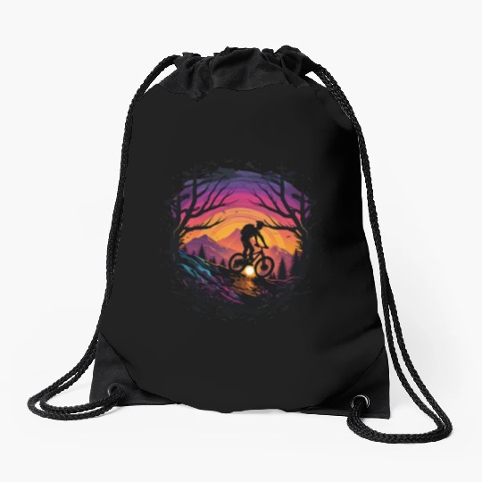 MTB Mountain biking Synthwave Mountain-Bike MTB Drawstring Bags
