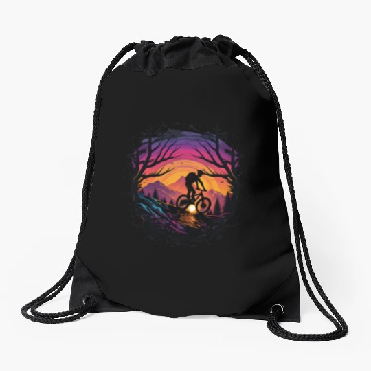 MTB Mountain biking Synthwave Mountain-Bike MTB Drawstring Bags