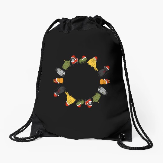 Christmas Holidays Cute Animals Stars Candy Canes Drawstring Bags
