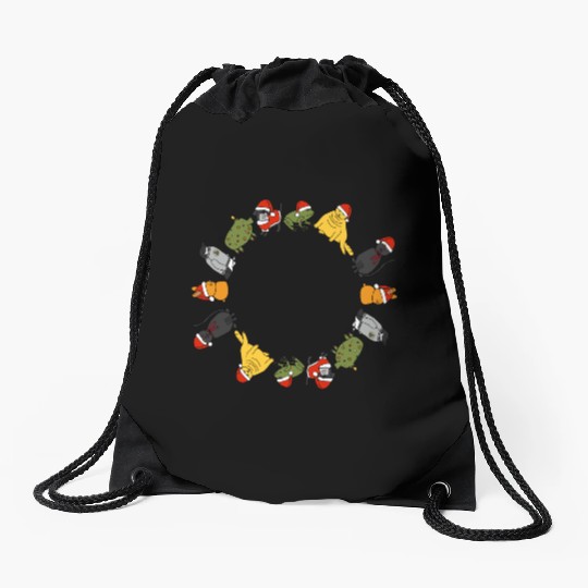 Christmas Holidays Cute Animals Stars Candy Canes Drawstring Bags