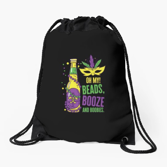Mardi Gras Carnival Mask Beer Beads Boobies Drawstring Bags