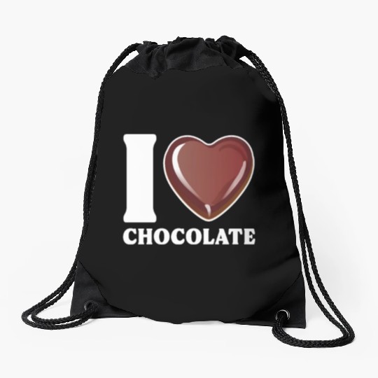 I Love Chocolate Drawstring Bags
