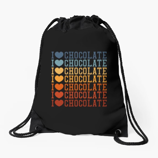 I Love Chocolate Retro Vintage Drawstring Bags