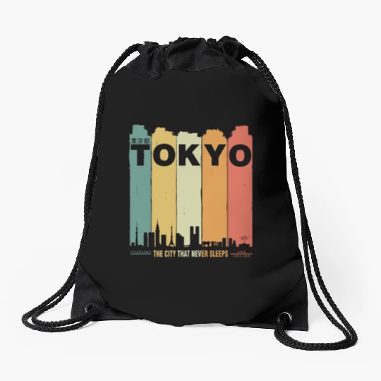 tokyo japan vaporwave rertro vibes aesthetic Drawstring Bags