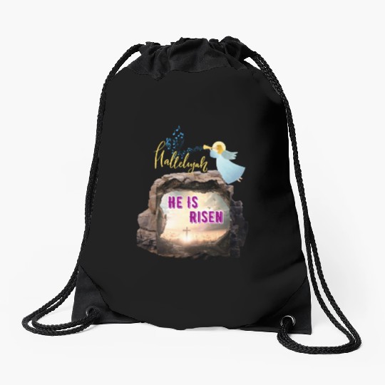He Is Risen- Hallelujah Drawstring Bags