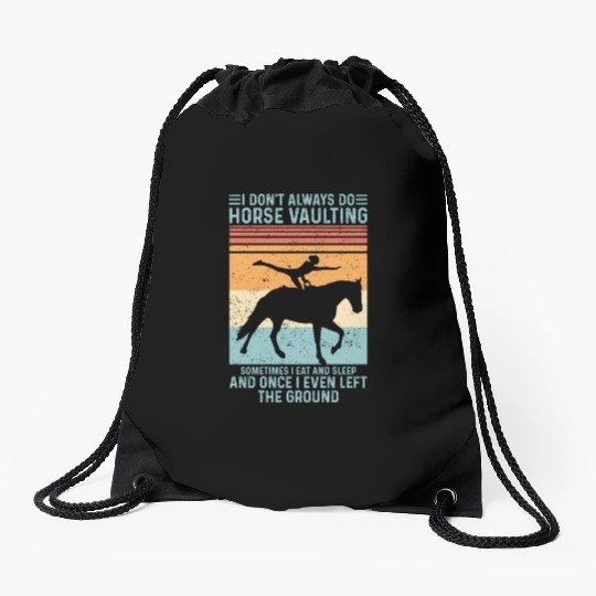 Funny Equestrian Horse Vaulting Retro Drawstring Bags