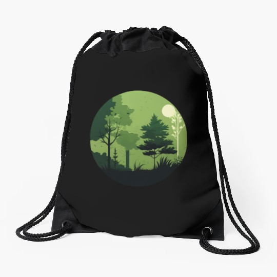 Beautiful Green Nature Camping Drawstring Bags