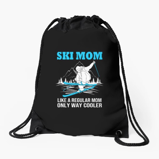 Mothers Day Skiing Skier Ski Mom For Women Drawstring Bags