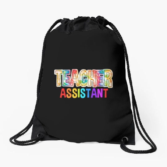 Teacher Assistant Tie Dye Back To School Drawstring Bags