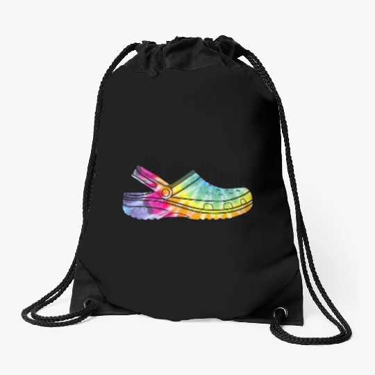 rainbow world summer Drawstring Bags